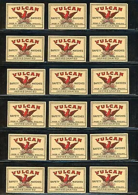 Vulcan Vintage Matchbox Advertising Labels Made In England Lot Of 36 !! Pp67 • $0.72