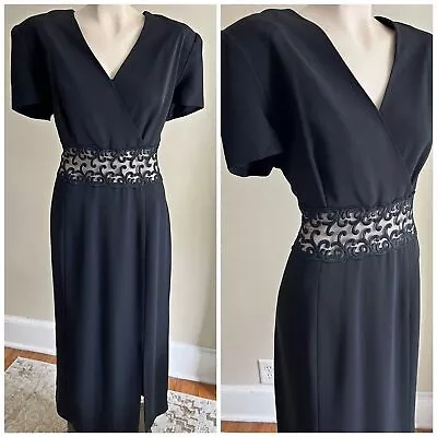 VINTAGE Maggy London Black Lace Sheer Formal Midi Maxi Dress • $40