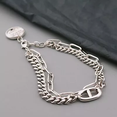 Women Ladies 925 Sterling Silver Chain Bracelet Jewellery Bangle Bridesmaid Gift • £5.99