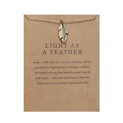 Feather Friendship Family Couple Gold Women Lady Necklace Make A Wish Card Gift • £3.79