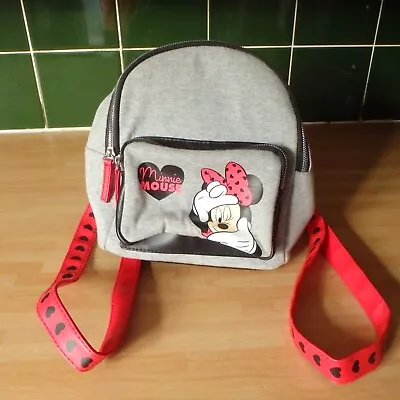 Disney Minnie Mouse Rucksack Girls Grey Backpack Kids School Nursery Vegan Bag • £8.25