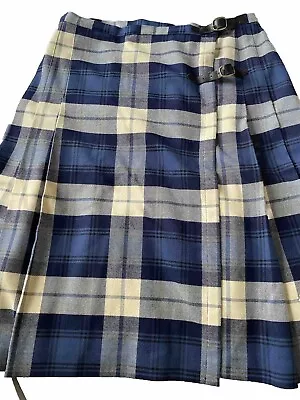 Eddie Bauer Women’s Size 10 Tartan Plaid Wrap Leather Buckle Kilt Skirt • $20.99