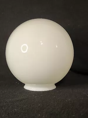 VTG White 8  Round Glass Pendent Globe Light Fixture Ceiling 4  Fitter • $24.99