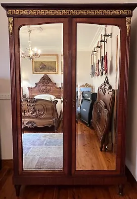 $7500 • Buy Antique French Walnut Two Mirror Draw Wardrobe Armoire