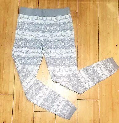 Women's So Gray/White Reindeer/Snowflakes Sweater Leggings ~L • $3.50