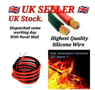 Flexible Soft Silicone Wire Cable 6/8/10/12/14/16/18/20 AWG RC High Quality UK • £0.99