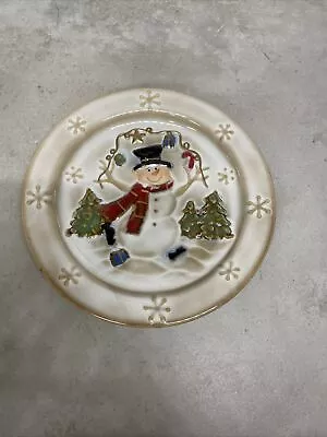 Mikasa Holiday Season Plate~ Gold And White With Snowman • $3.99