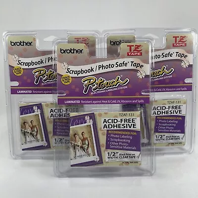 Brother TZ Tape P-Touch Label Cartridge TZAF-131 Black Print Clear Tape 3 PACK • $11.25