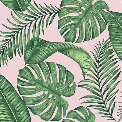 £15.99 • Buy Dominica Pink Green Wallpaper Skinny Dip London Palm Leaf Jungle Tropical