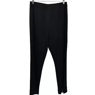 Exclusively Misook Bouncy Knit Pull On Wide Leg Pants Size L Stretch Black • $34.25