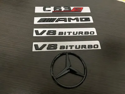 NEW Gloss Black COUPE C63S AMG V8 BITURBO Star Emblem Package C63 C205 Badges  • $104.97