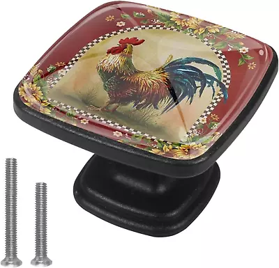 4 Pack 1.2 Inch Kitchen Cabinet Knobs Sunflower Rooster Black Drawer Knobs S... • $24.99