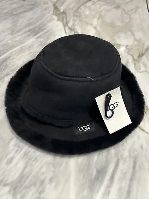 NWT UGG Black Sheepskin Shearling Bucket Hat Size L/XL Large / Extra Large New • $70