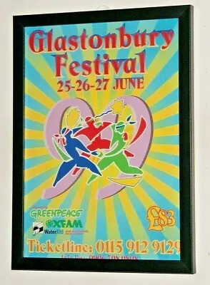£13.99 • Buy GLASTONBURY MUSIC FESTIVAL 1999 Framed A4 Original Promo ART Poster