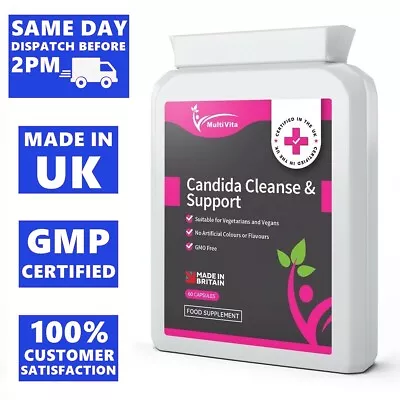 Caprylic Acid - 60 All In One Vegan Capsules - Candida Cleanse & Support Complex • £9.95