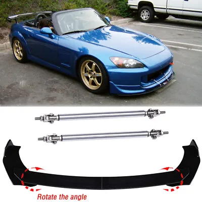 Front Bumper Lip Spoiler Splitter+ Strut Rods Body Kit For 2000-2009 Honda S2000 • $65.89