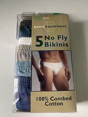 Vtg NOS Basic Equipment XL Bikinis 5 Pr 100% Combed Cotton 1997 5 Colors USA • $49.88