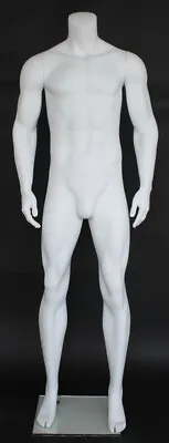 New 5 Ft 11 In Athletic Headless Male Mannequin Muscular Body Form White STM052W • $319.99