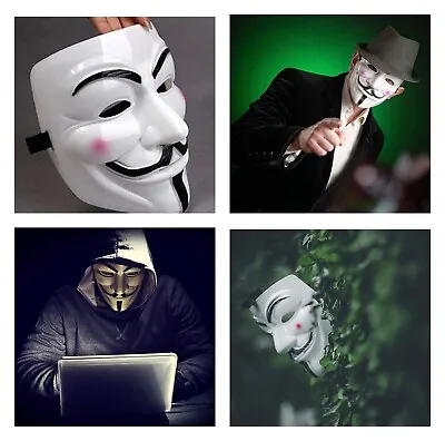 V For Vendetta Mask Anonymous Guy Fawkes Halloween Mask Hacker Mask USA Seller • $10.99
