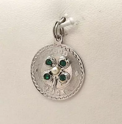 Sterling Silver 4 Four Leaf Clover Good Luck Disc Charm Pendant Vintage • $53.20