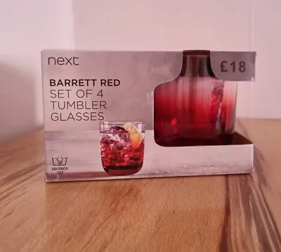 £15.20 • Buy BNIB Next  Red Barrett Set Of 4 Tumbler Glasses Decorative Kitchenware