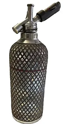 Vintage Art Deco Metal Wire Mesh Czech Glass Seltzer Bottle Sparklets USA NY • $79.99
