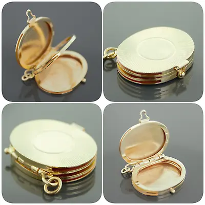 Vintage 14k Yellow Gold Oval Family 4 Pictures Locket Pendant • $1140