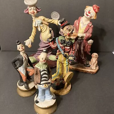 Lot Of 5 Vintage Ceramic/plastic Clown Figurines-d • $15
