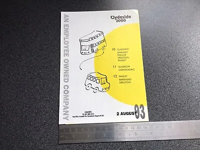 £5 • Buy Clydeside 2000 Scottish Bus Group Route 10 11 12 Timetable August 1993 Paisley