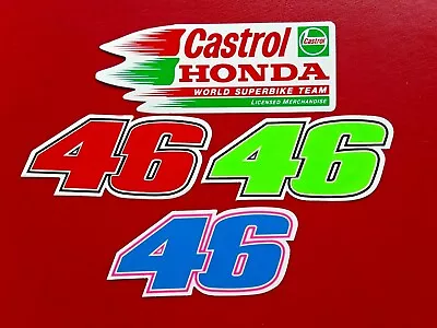 £3.19 • Buy CASTROL OIL HONDA WORLD  SUPER BIKE 46 RACING MOTO GP TT STICKERS X 4 UK SELLER 