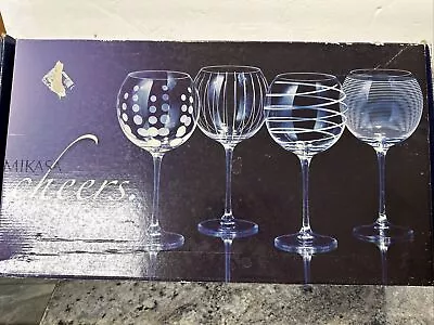 4 Mikasa Cheers Balloon Wine Glasses Goblets Etched Slovakia Large 24.5 Oz 9” • $64.13