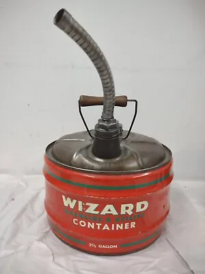 Vintage Wizard 2 1/2 Gallon Metal Can Container Advertising Utility Graphics  • $99.99