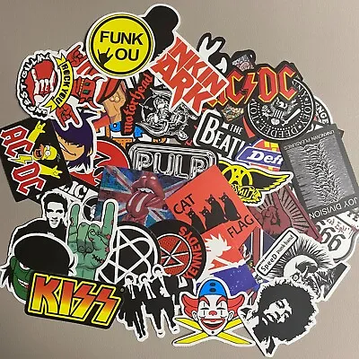 100 Rock Stickers Lot Heavy Metal Punk Band Music Guitar Car Decals  Skateboard