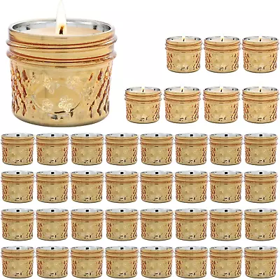 Candle Holder Set Of 40Glass Gold Votive Candle Holders Bulk Set For Table Cent • $26.54
