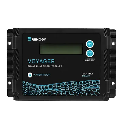 Renogy Voyager 20A 12V/24V PWM Waterproof Solar Charge Controller W/ LCD Disp... • $49.33