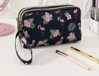 Flamingo Makeup Bag Cosmetic Organiser Travel Wash Bag Pencil Case UK Stock  • £4.94