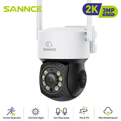 SANNCE 3MP Wireless Colorvu CCTV IP Camera Pan /Tilt 2K For Home WIFI Security • £32.99
