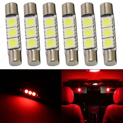 6 X Red 28mm 3SMD T6 6641 LED Bulbs Sun Visor Vanity Mirror Fuse Lights + TOOL • $7.99