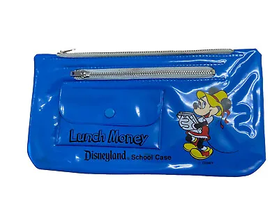 Vintage Disneyland Minnie Mouse Blue Vinyl Pencil Case Lunch Money Bag Mint Rare • $19.99