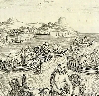 Alain Mallet Pearl Fishing 17th Century Original Engraved Print 1683 • £71.95