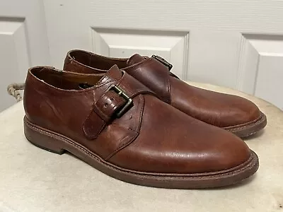 Allen Edmonds Men's Lubbock Size 9.5 3E Monk Strap Buckle Dress Shoes Brown 8032 • $195