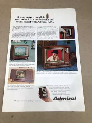 1968 Admiral Color Television TV W/AFC--nice Full-color Vintage Ad From Estate • $8.75