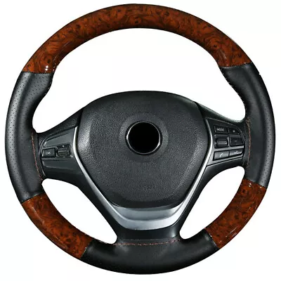 Car Peach Wood Steering Wheel Cover Anti Slip With Needles Thread Accessories • $15.20