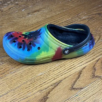 Crocs Classic Clog Shoe Fleece Lined Tie Dye Mens 10 Womens 12 Sherpa Lined • $17.21