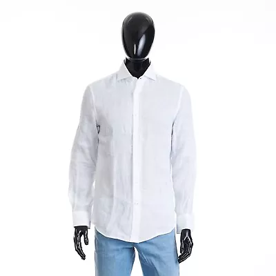 BRUNELLO CUCINELLI 695$ Easy Fit White Linen Shirt - Spread Collar • $420.75