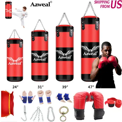 Heavy Boxing Punching Bag With Training Gloves MMA Kicking Home GYM HOOK (EMPTY) • $42.91