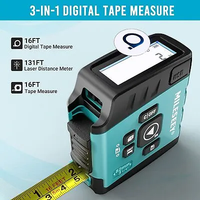 MiLESEEY Laser Tape Measure 3 In 1 Digital Tape Measure High Precision Tool • $58.99