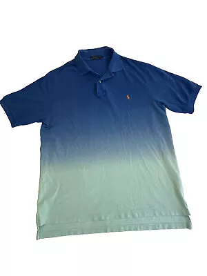 Mens Polo Ralph Lauren Size XL Tall Blue Aqua Ombre Faded Orange Pony Polo Shirt • $19.54