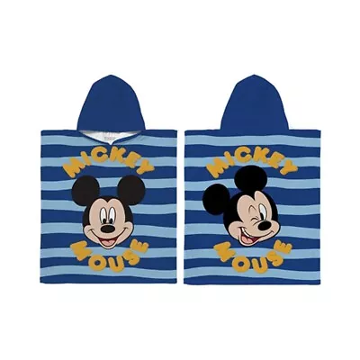 Disney Mickey Mouse Striped Hooded Poncho Towel Beach Bath Cotton 50 X 115cm NEW • £9.99