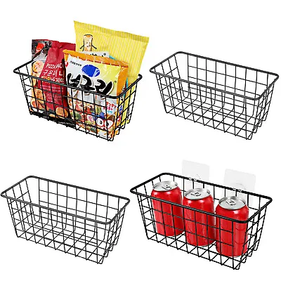 4PCS Metal Wire Storage Baskets Kitchen Pantry Organizer Bins Metal No Drilling • $19.79